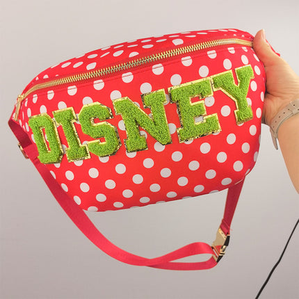 New Cross-border Nylon Waterproof Red and White Wave Dot Waist Bag Outdoor Sports Women Chest Bag Portable Travel Crossbody Bag