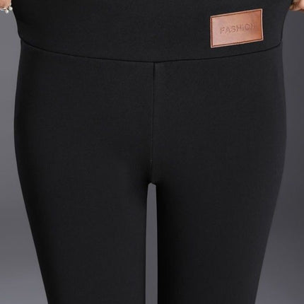 Autumn and Winter New Thick Lamb Fleece Leggings Women's High Waist Elastic Tight Outer Wearing One-piece Pants fleece-lined Warm Cotton Pants