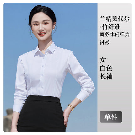 Blue Short-Sleeved Shirt for Women 4S Shop Work Clothes Professional Wear No-Iron Formal White Shirt Men and Women Same Style Business Workwear