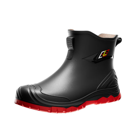 Fashion men's rain shoes short tube new water shoes overshoes rain boots non-slip waterproof kitchen car wash fishing shoes cross-border batch