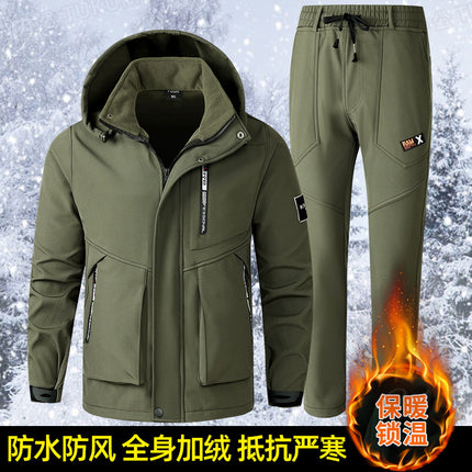 Winter Fleece Suit Workwear, Warm and Temperature-Locking, Windproof and Cold-Resistant Soft Shell Jacket, Workwear, Labor Protection Clothing