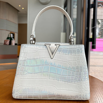 Lady Handbag 2025 Light Luxury High-end Fashion Ladies Handbag Himalayan V-shaped Colorful Gradient Snake Pattern