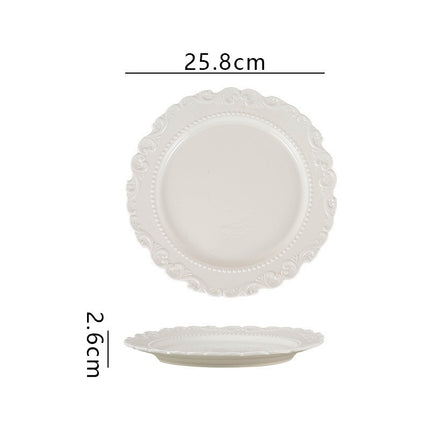 French ins style cream ceramic Western plate lace vintage dessert plate cream cake plate swing plate wholesale