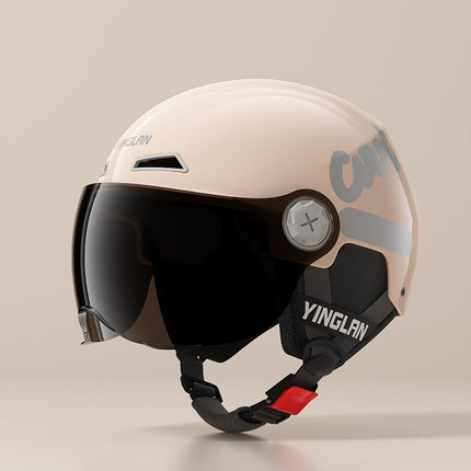 Camp cable helmet female electric car 3c new national standard four seasons universal battery car motorcycle male retro helmet half winter