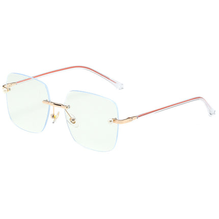 New Frameless Cut Border Blue Light Glasses Fragrant Granny Pearl Paint Plain Glasses Cyber Celebrity Myopia Glasses Frame