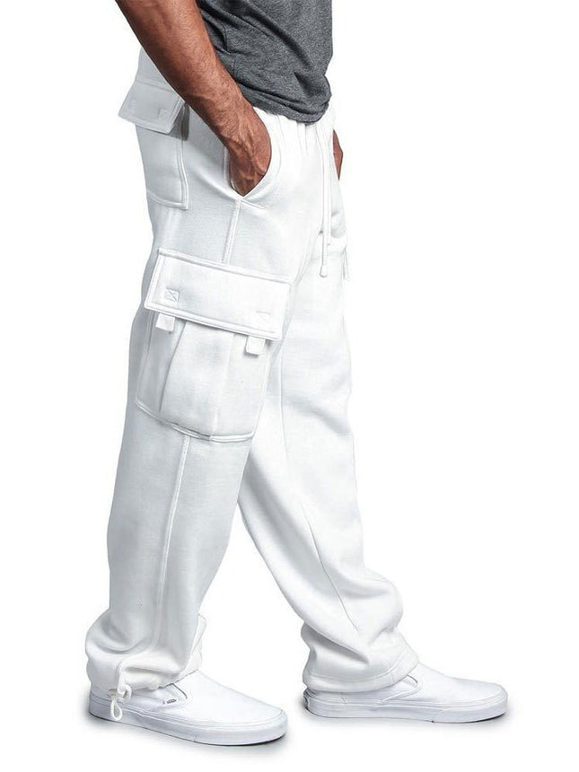 Cross-Border Export European and American New Men's Multi-Flap Pocket Pants Cargo Pants Autumn and Winter Brushed Casual Leggings Pants for Men