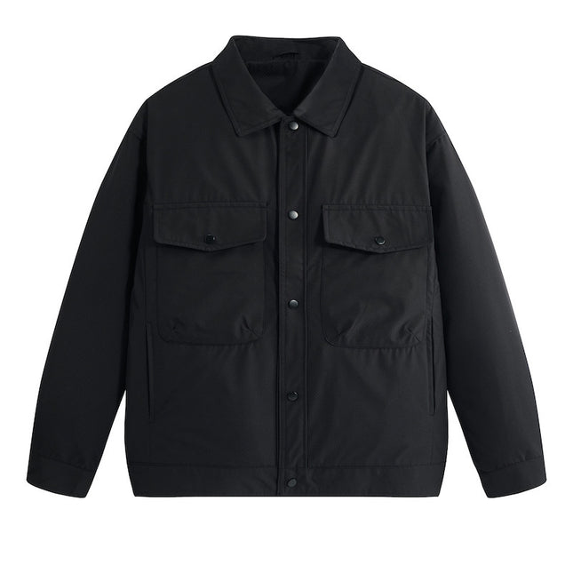 Business Jacket with Stand Collar for Men, Large Pockets, Trendy Button Decoration, Three-Dimensional Multi-Pocket Jacket for Teenagers