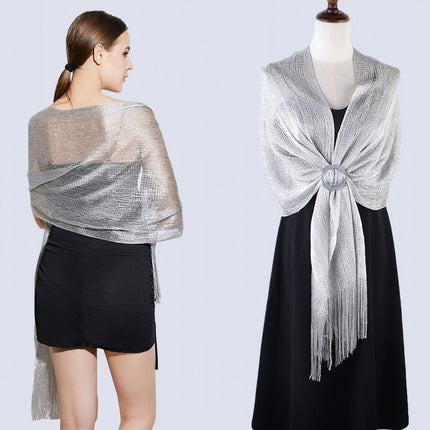 2024 new European and American style sexy flat long beard solid color sunscreen shawl scarf fashion ladies split towel