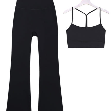 Lulu Same in stock Cross-border Y Vest Bell-bottom Pants suit Women's Sports Fitness Bra Yoga Top