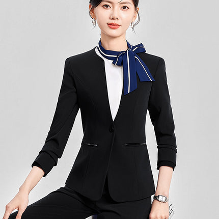 Professional suit female spring and autumn 2024 new hotel manager overalls front desk reception tooling gold shop suit jacket