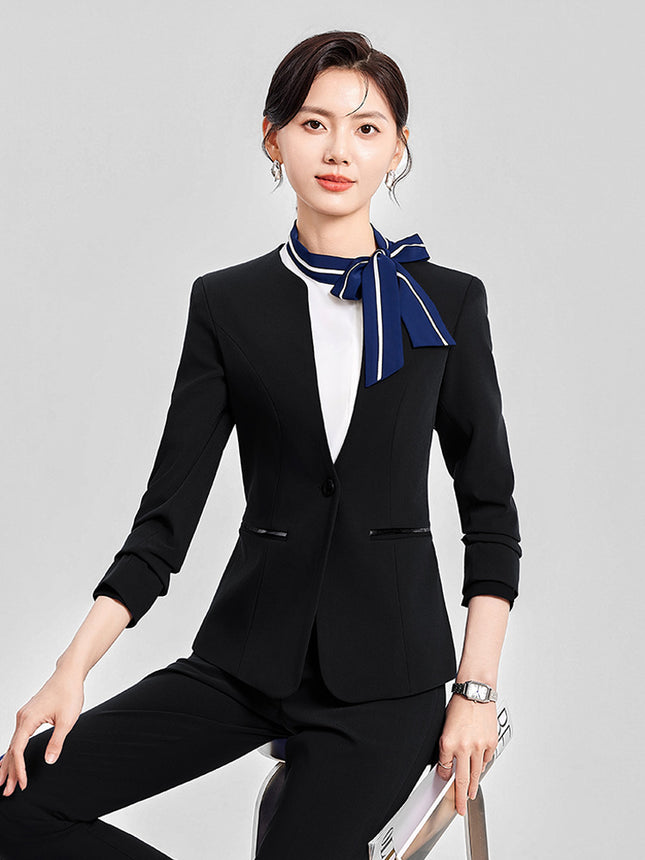 Professional suit female spring and autumn 2024 new hotel manager overalls front desk reception tooling gold shop suit jacket