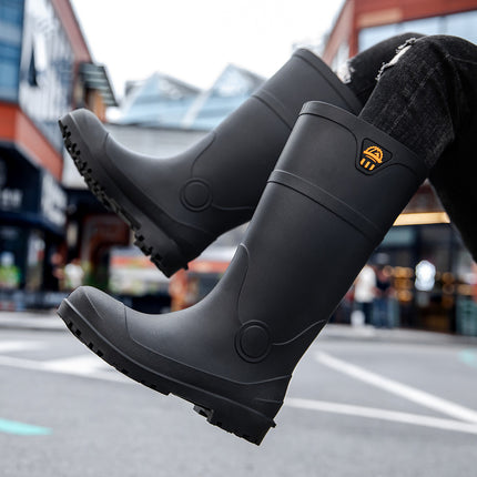 Stab-resistant Steel Toe Labor Water Protection Shoes Smash-resistant Water Boots Site Rain Boots Waterproof Men's Fishing Steel Bottom Plate Rain Boots Rubber Shoes