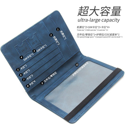 New Spanish Anti-Magnetic Passport Holder with Elastic Band, Leather Passport Cover, High-End Multi-Card Slots for Bank Cards, Passport Cover Set