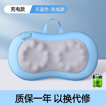 Multifunctional cervical massager neck and shoulder massage pillow home wireless portable kneading hot compress massager