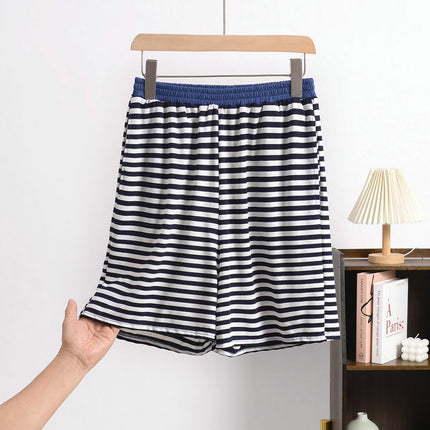 Cross-Border Summer Striped Modal Shorts Women's Home Pants Japanese-Series Loose Outer-Wearing plus size Bit Cotton Home Pants