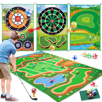Children's Indoor and Outdoor Sports Two-in-One Golf Game suit Sticking Ball Darts Practice Blanket Toy