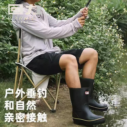 Pull-back Rain Boots 589 Men's Mid-tube Outdoor Rain Boots Fishing Car Wash Special Water Shoes Rider Drawstring Non-slip Rubber Shoes