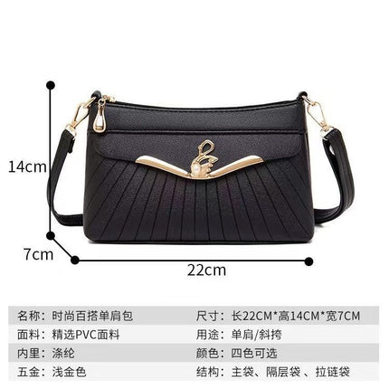 Genuine Leather Texture 2024 Autumn and Winter New Crossbody Small Bag Fashionable Simple Ladies Shoulder Bag Middle-aged Mother Mobile Phone