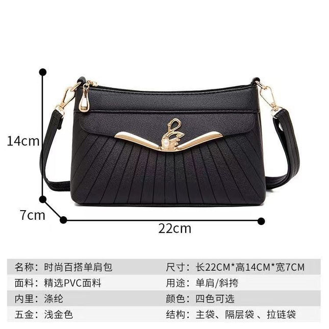 Genuine Leather Texture 2024 Autumn and Winter New Crossbody Small Bag Fashionable Simple Ladies Shoulder Bag Middle-aged Mother Mobile Phone