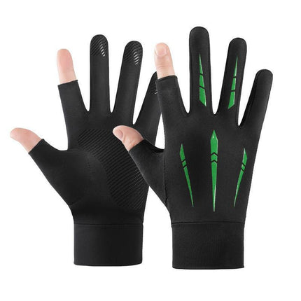 Cycling Gloves, Outdoor Driving Gloves, Electric Vehicle Sun Protection Gloves, Non-Slip Touch Screen Fingerless Gloves, Men's Fishing Ice Silk Gloves Wholesale