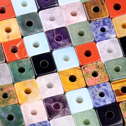 Amethyst Agate Semi-Precious Stone 16mm Hole Diameter 5mm Square Large Hole Loose Beads DIY Jewelry Accessories Wholesale