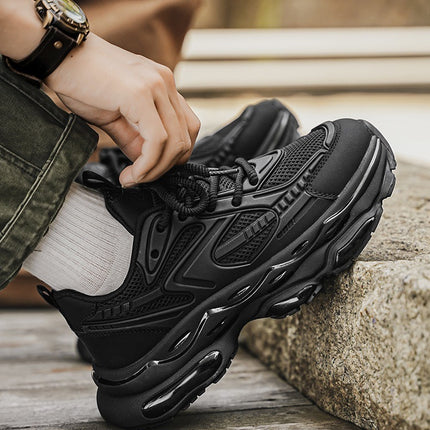 European Station Black Warrior Men's Shoes 2025 New Summer Running Shock Absorbing Air Cushion Shoes Casual Mecha Dad Sports Shoes