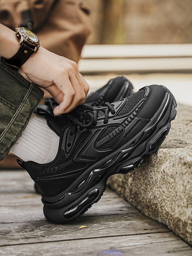 European Station Black Warrior Men's Shoes 2025 New Summer Running Shock Absorbing Air Cushion Shoes Casual Mecha Dad Sports Shoes