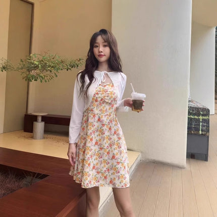 Dopamine 2025 All-match Ins Style suit Sling Sweet Floral dress Slimming Cardigan Summer New Skirt