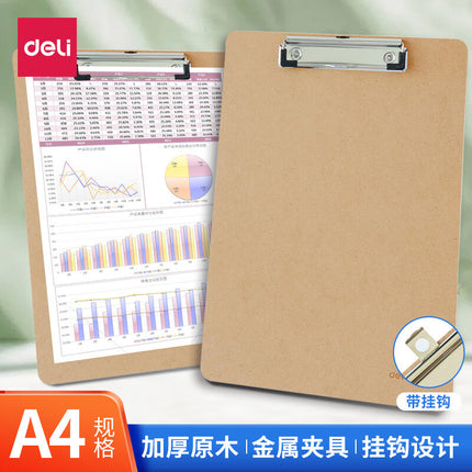Deli 9226 Writing Board Clip A4 Folder Butterfly Clip Wooden Writing Clip Board Writing Pad Drop Shipping