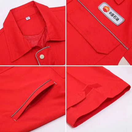 Spring and Autumn Petroleum Work Clothes for Men, Long-Sleeved Workwear with Reflective Strips, Gas Station Labor Protection Clothing, Work Uniforms, Labor Protection Clothing