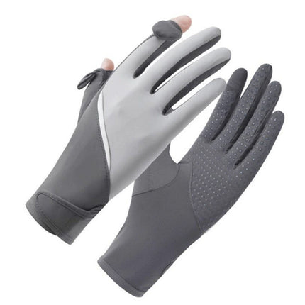 Summer sunscreen gloves non-slip breathable finger-removable outdoor riding anti-ultraviolet ice silk gloves touch screen explosions