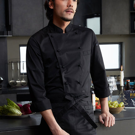 Chef's Uniform Long-Sleeved Men's Hotel Western Restaurant Kitchen Work Clothes Stain-Resistant Workwear Catering Workwear