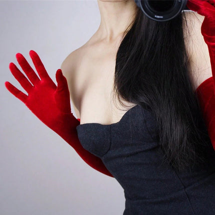European and American Cross-border Long Ball Golden Velvet Evening Dress Warm Long Gloves Banquet Party Opera Etiquette Gloves