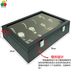 12-position pillow box with cover (outer black leather and inner black flannel)