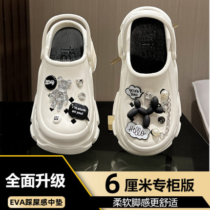 Women's High-Heeled Clogs for Outdoor Wear, Ultra-Thick Sole Height-Increasing Non-Slip Beach Sandals, Closed-Toe Sandals for Women, Summer 2025 Outdoor Wear