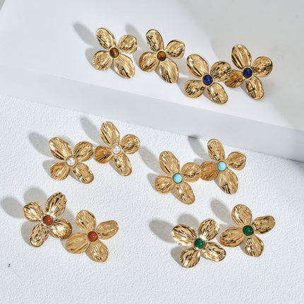 European and American retro style niche exquisite high-grade stainless steel earrings bud design petal does not fade earrings women