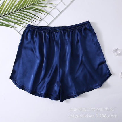 Green Silk Leaf Silk Pajamas Women's Home Shorts Silk Beach Pants Summer Casual Versatile Large Pants