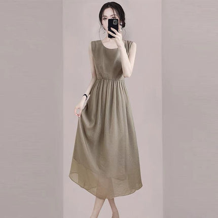 Gentle Style Age-reducing Elegant Niche Sleeveless Dress Summer New Women's Clothing Tea Break French Fashionable Slimming Skirt