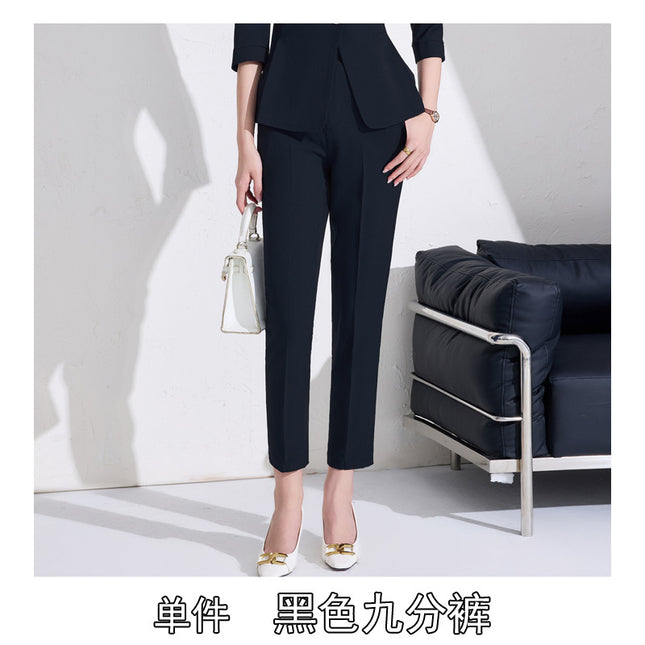 Business attire women's pants suit 2025 spring and summer workplace formal attire interview tooling seven-sleeve suit jacket ol overalls