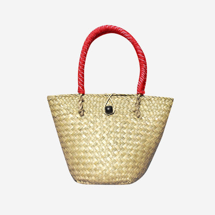 Cross-Border Summer New Fashion Straw Woven Handbag Large Capacity Bucket Bag 2025 Versatile Beach Straw Bag