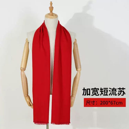 Annual Scarf Logo Chinese Red Embroidery Big Red Classmate Party Pattern Opening Cashmere Autumn and Winter for Men and Women