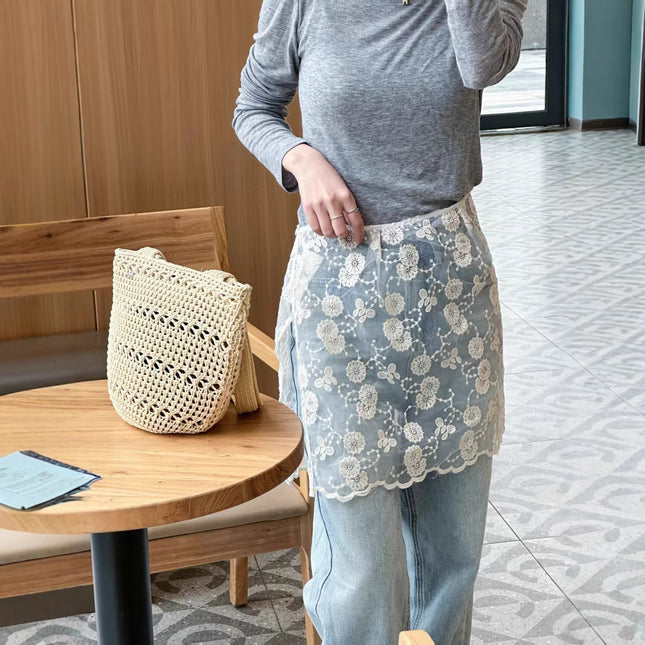 Lace Fart Curtain Skirt Advanced Sense Fart Curtain Stacked Spring Niche Design Korean Style Lace Apron Cover Skirt Sweet