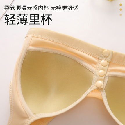 Cross-Border Large Size Fixed Cup Front Buckle Mother's Underwear Middle-Aged and Elderly Large Size No Rims Comfortable Back Push-Up Bra