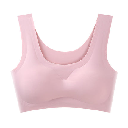 Summer Solid Color Ice Silk Seamless Women's Bra Breathable Beautiful Back Wrap Sports Yoga Sleep Girls Underwear