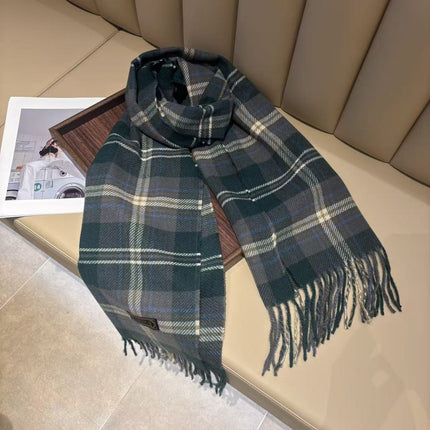 Korean Christmas Red Plaid Scarf for Women Winter Warm Retro High-End New Year Gift Scarf Shawl for Students