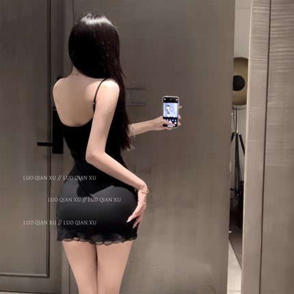 Pure Desire Style Sexy White Lace Suspender Nightgown Short Skirt Summer 2026 New Summer Pajamas Women's Home Wear