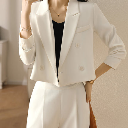 High-end White Small Suit suit Women's Autumn Small Business Wear Short Suit Casual Internet Celebrous Two-piece Set