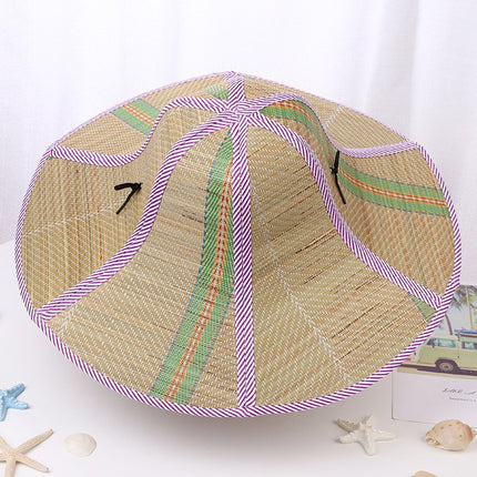 Travel Fishing Sunshade Straw Hat Folding Large Along Straw Mat Hat Men's and Women's Sunscreen Hat Outdoor Big Brim Hat