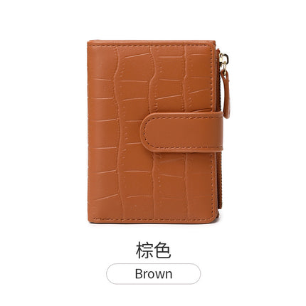 2026 New Style Fresh and Versatile Crocodile Pattern Women's Card Holder Korean Version Mini Portable Folding Short Coin Purse