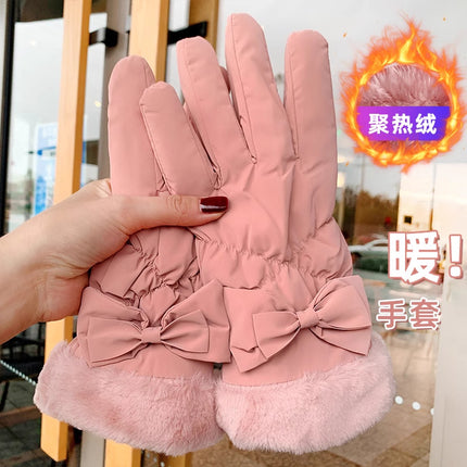 Winter Gloves for Women, Thickeneded and Velvet, Cold-Proof, Waterproof, Touch-Screen Cycling Electric Bike, Warm Ski Cotton Gloves